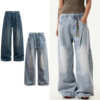 GKSSS Quần jean nam kiểu Mỹ cổ điển dáng rộng phong cách đường phố giản dị phong cách trung tính