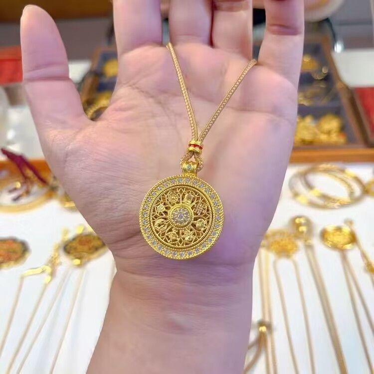✨Kết Cấu Nổi Bật Weixue Phương Pháp Cổ Đại Kim Cương Xoay Tám Kho Báu La Bàn Mặt Dây Chuyền Vòng Cổ Nữ Xoay La Bàn Tốt Lành Áo Len Dây Xích 25.4.25