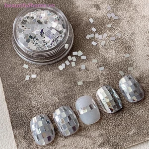 1 Bình Vuông Bạc Móng Tay Lấp Lánh Trang Sức Tối Giản Và Lấp Lánh Phong Cách Ánh Sáng Mặc Giáp Vật Liệu Trang Trí [Làm Đẹp]