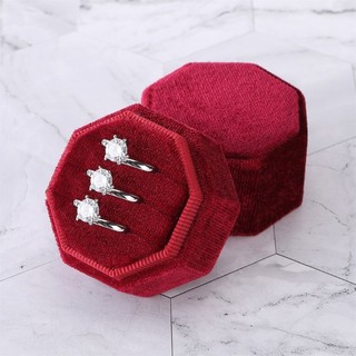 Hộp đựng nhẫn nhung hình bát giác Jay cho ba chiếc nhẫn Hộp trưng bày đính hôn Flannel mềm