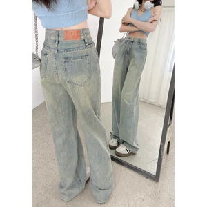 Quần jeans nữ Osiris màu sáng dáng đứng, quần bò nữ lưng cao thời trang Xứ A Nam kiểu Pháp mùa hè