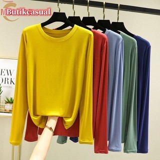 Áo thun nữ modal cotton dài tay áo thun trơn dáng rộng áo sơ mi giản dị 40-78kg