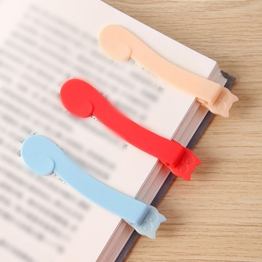 THFENG 1 / 3 Dấu Sách, Silicone Tự Động Theo Dõi Bookmark Clip, Sách Sáng Tạo Phụ Kiện Dự Phòng Mèo Dễ Thương Notebook Trang Chia Cho Người Yêu Đọc Sách