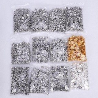 Phụ kiện hỗn hợp mạ vàng và bạc, bộ trang sức đan hạt DIY, mặt dây chuyền kiểu Trung Quốc mới, đế hoa, hạt spacer thẳng