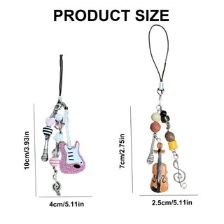De Violin Điện thoại Charm Eye Catching Đính cườm Guitar Móc khóa Thích hợp cho túi xách