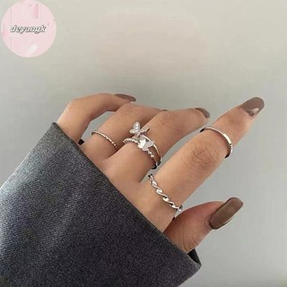 Deyangk 3 Cái / 4 Cái Hip Hop Punk Mở Có Thể Điều Chỉnh Bộ Nhẫn Nữ Nhẫn Kim Loại Nhẫn VN