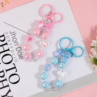 [Gou] Ngọt Ngào Nhiều Màu Sắc Nơ Đính Hạt Móc Khóa Túi Mặt Dây Chuyền Điện Thoại Tai Nghe Ốp Lưng Trang Trí Phụ Kiện Thời Trang Nơ Hạt Móc Khóa Quà Tặng VN