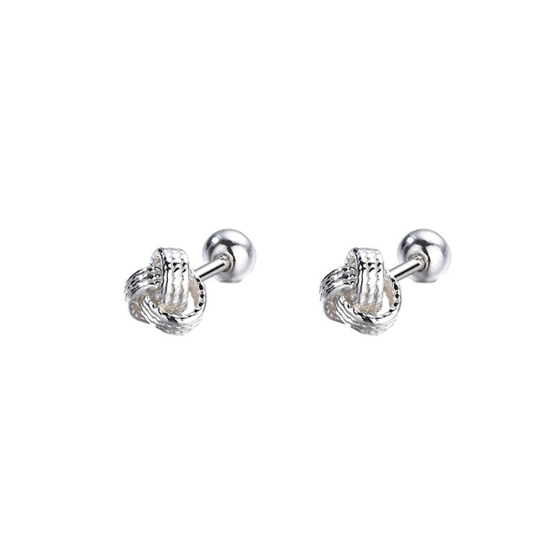 S925 Bạc Ruyi Thắt Nút Bông Tai Nữ Thời Trang Phù Hợp Với Vít Tai Xương Đinh