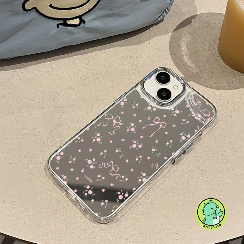 Ốp Điện Thoại Gương Hoa Hồng Cho OPPO Reno 13F 12F 12 Pro 11F 11 Pro 10 Pro 8Z 7Z 8T 8 7 6 5 4 Lite 6Z 5Z 5F 5K 4F Ốp Lưng Dễ Thương Sang Trọng Thắt Nơ Mềm Trang Điểm
