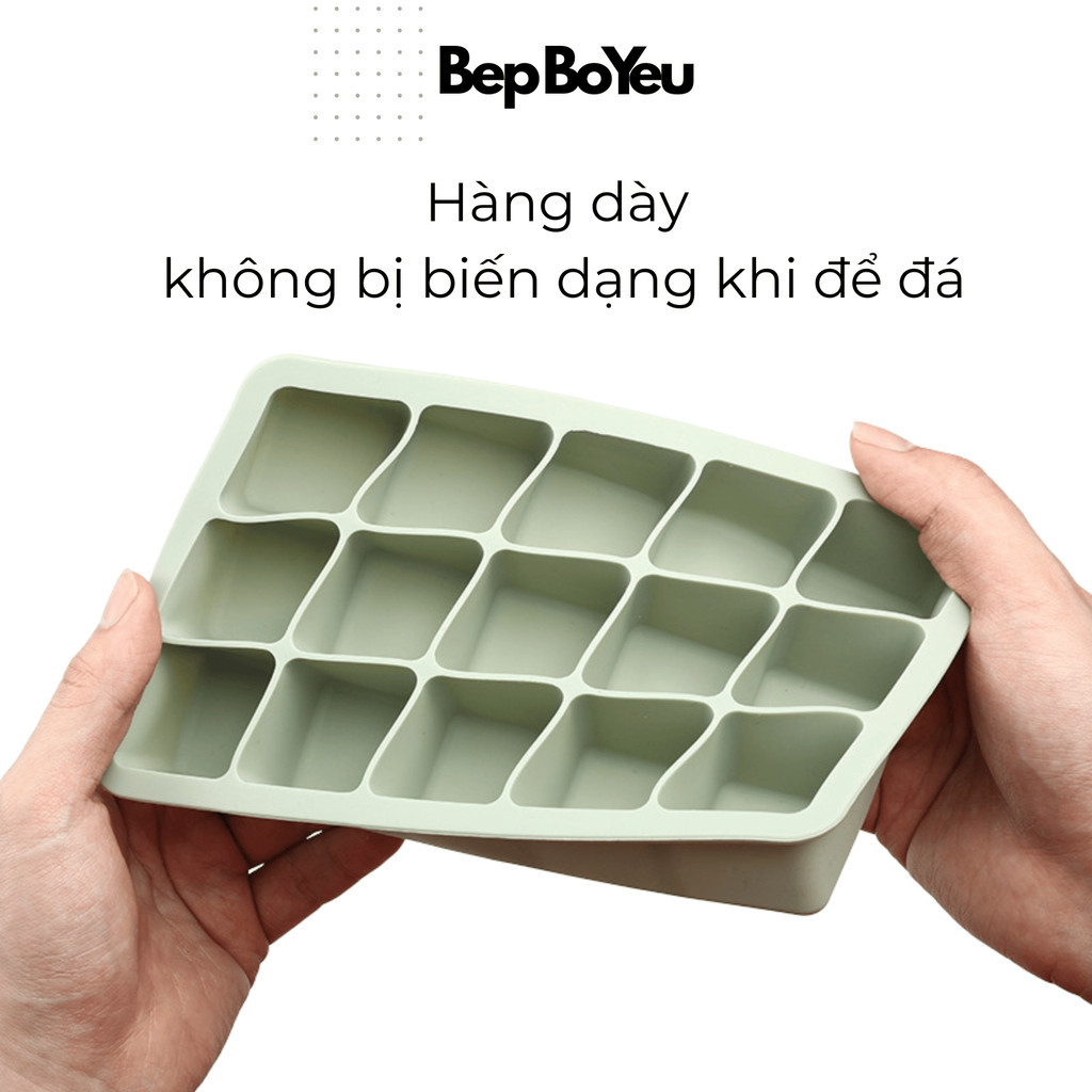 Khay đá silicon cao cấp có nắp, không BPA, dễ vệ sinh, bền chắc