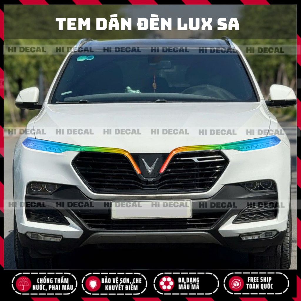 Tem dán đèn Lux SA, decal dán đổi đèn Vinfast Lux SA, tem trang trí đèn chống nước bền màu