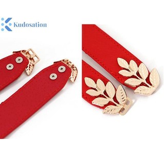 Kudosation Thắt Lưng Co Giãn Mỏng Trang Trí Co Giãn Nhanh Phát Hành Thắt Lưng Đen Mạ Vàng Lá Khóa Nữ Đầm Thắt Lưng Quần Jean Thắt Lưng