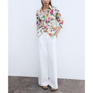 Áo Sơ mi Zara made in Morocco lụa in hoa nhiều sắc màu