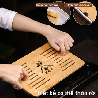 Khay Trà Tre Cao Cấp, Khay Đựng Trà Đạo Hun Khói Có Khay Đựng Nước, Tiện Lợi Cho Bàn Trà