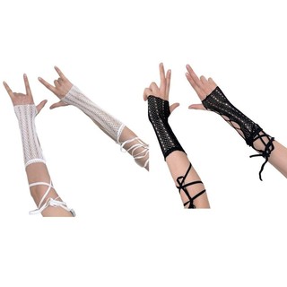 Găng tay Lolita lưới mùa hè ASDFGER, Y2k Chống nắng Punk Tay áo ren, DIY Retro Ren Chống nắng Dây đeo chéo Quần áo Oversleeve Phụ kiện trang trí