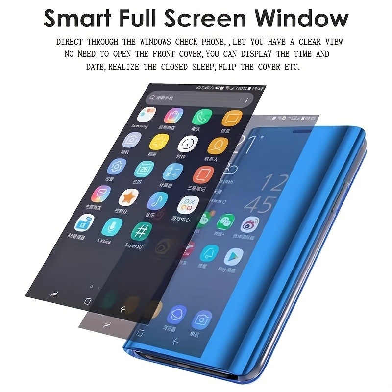 Ốp điện thoại vỏ sò giả da từ tính cho Samsung Galaxy S 25 24 23 22 21 20 PLUS FE ULTRA 4G 5G có giá đỡ gương thông minh