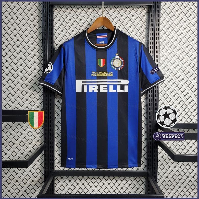 Sy3 09 / 10 Inter Milan sân nhà UCL Phiên bản cuối cùng Áo bóng đá chất lượng cao Áo thun Trẻ em Người lớn Plus Size YS3