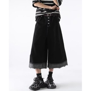 Gksss Quần short denim nam đường phố cao cấp Mỹ phong cách trung tính chất lượng cao phong cách rung cảm thiết kế viền thô