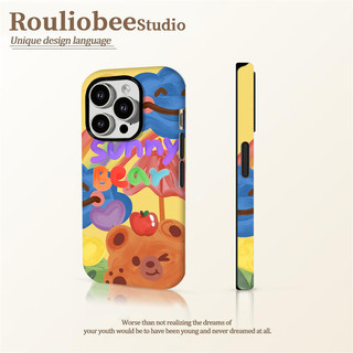 Ốp điện thoại 2 trong 1 hình gấu Graffiti dễ thương Tương thích với iPhone 15 Pro Max, Apple 16 14 Plus 11 / 12 / 13 Pro Max, Vỏ bảo vệ chống sốc mới