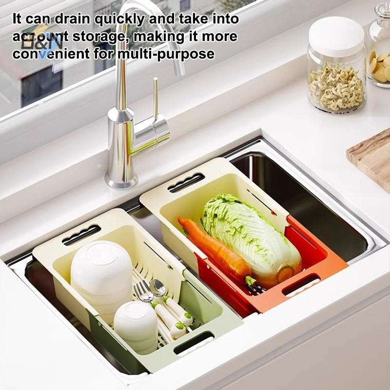 Nhà bếp B & N Có thể mở rộng trên bồn rửa Giỏ thoát nước mỏng có thể mở rộng Đa chức năng Caddy Giá đỡ thoát nước không đục lỗ.