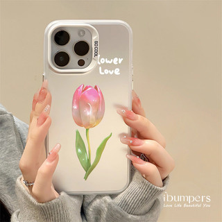 ibumpers Ốp Điện Thoại iPhone Thanh Lịch Phong Cách Hoa Tình Yêu Họa Tiết Cho IPhone 16 15 14 12 13 11 Pro Max Ốp Lưng IMD Cứng Và Nhẵn