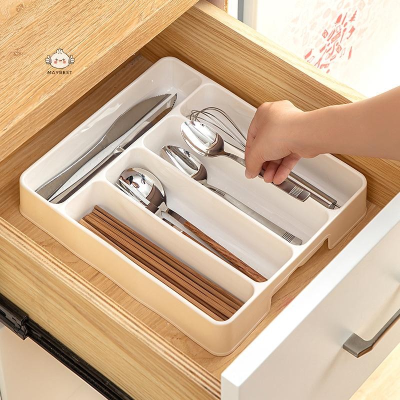 Maybest 4 / 5 Ngăn Dao Kéo Sắp Xếp Ngăn Kéo Hàng Ngày Khay Chia Hình Chữ Nhật Dễ Dàng Làm Sạch Nhà Bếp Thìa Nĩa Hộp Tách {VN}