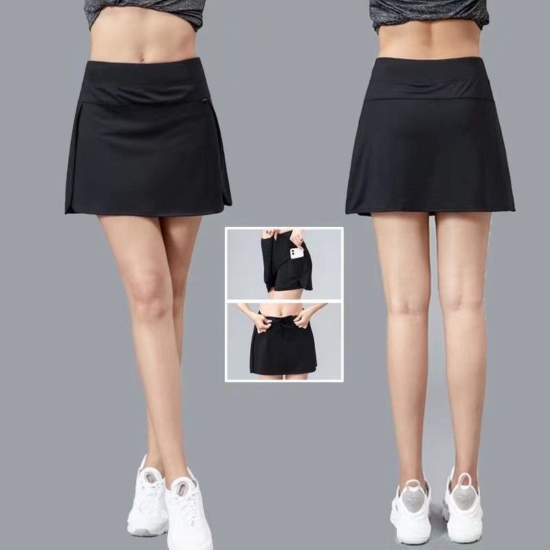 Mới A-line váy cầu lông váy ngắn quần vợt nữ giả hai chống ánh sáng tập thể dục chạy váy ngắn khô nhanh quần yoga