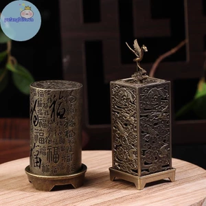 Pufangbliss Hợp Kim Lư Hương Giá Đỡ Vuông Xi Lanh Dọc Lư Hương Trong Nhà Hương Trang Trí Nhà Hương Trung Quốc Lư VN