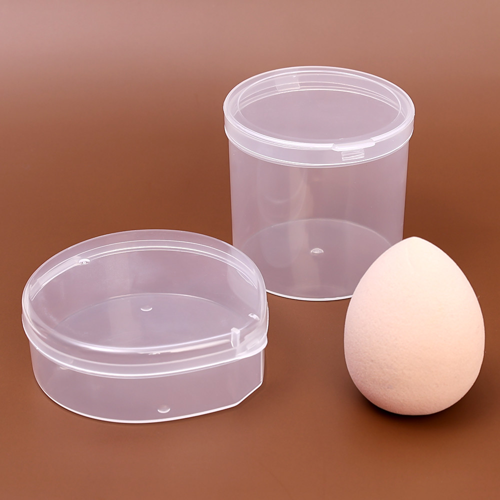 Hộp đựng phấn bột nhựa trong suốt & Bộ miếng bọt biển trang điểm - Hộp đựng mỹ phẩm trứng làm đẹp chống thấm nước