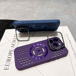 Ốp Điện Thoại Sang Trọng Từ Tính Giá Đỡ Tản Nhiệt Silicon Mềm Ốp lưng iPhone 17 16 15 14 13 12 11 Pro Max Ốp Lưng