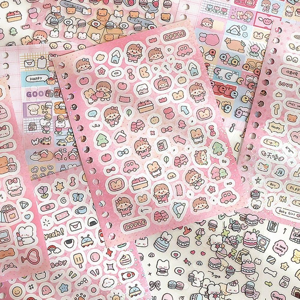 THFENG 16 Tờ Washi Giấy Tạp Chí, Phim Hoạt Hình 1000 + Sách Nhãn Dán Chất Liệu DIY, Kawaii Kpop Trang Trí PET Thêu Sò Dán