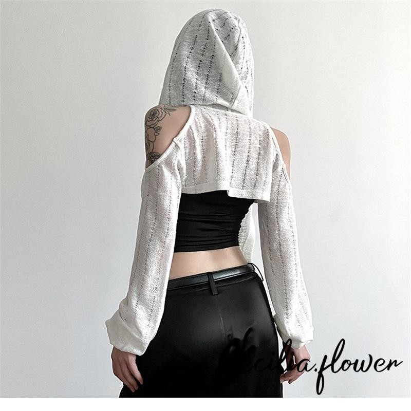 Phụ Nữ Suncreen Cardigan Rỗng Khóa Kim Loại Tay Dài Có Mũ Trùm Đầu Che Mùa Xuân Mùa Hè Thường Ngày Mềm Shrug