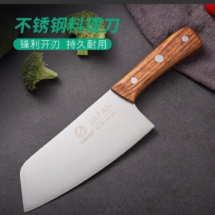 Dao Thái thịt cá Cao Cấp Nhật Bản 824 - Dao dày dặn , nặng tay, cán gỗ chắc chắn