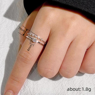 Bộ 2 Món S925 Bạc Zircon Nhẫn Trang Sức Thời Trang Đơn Giản Quà Tặng Nữ