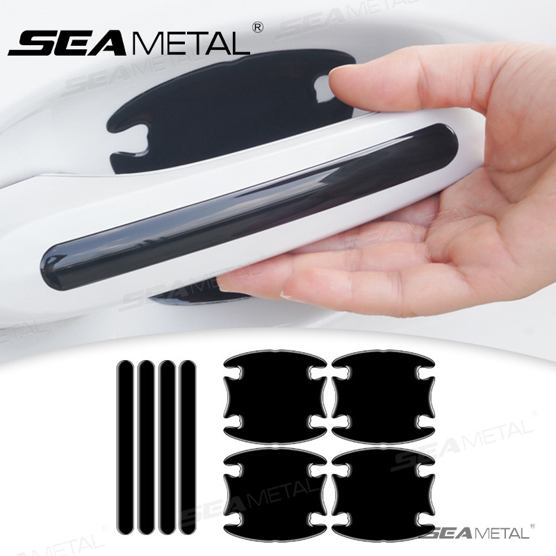 SEAMETAL4/8 Chiếc Tay Nắm Cửa Ô Tô Bát Trầy Xước Bảo Vệ Xe Dán Tay Cầm Ô Tô Chống Va Chạm Dải Bảo Vệ