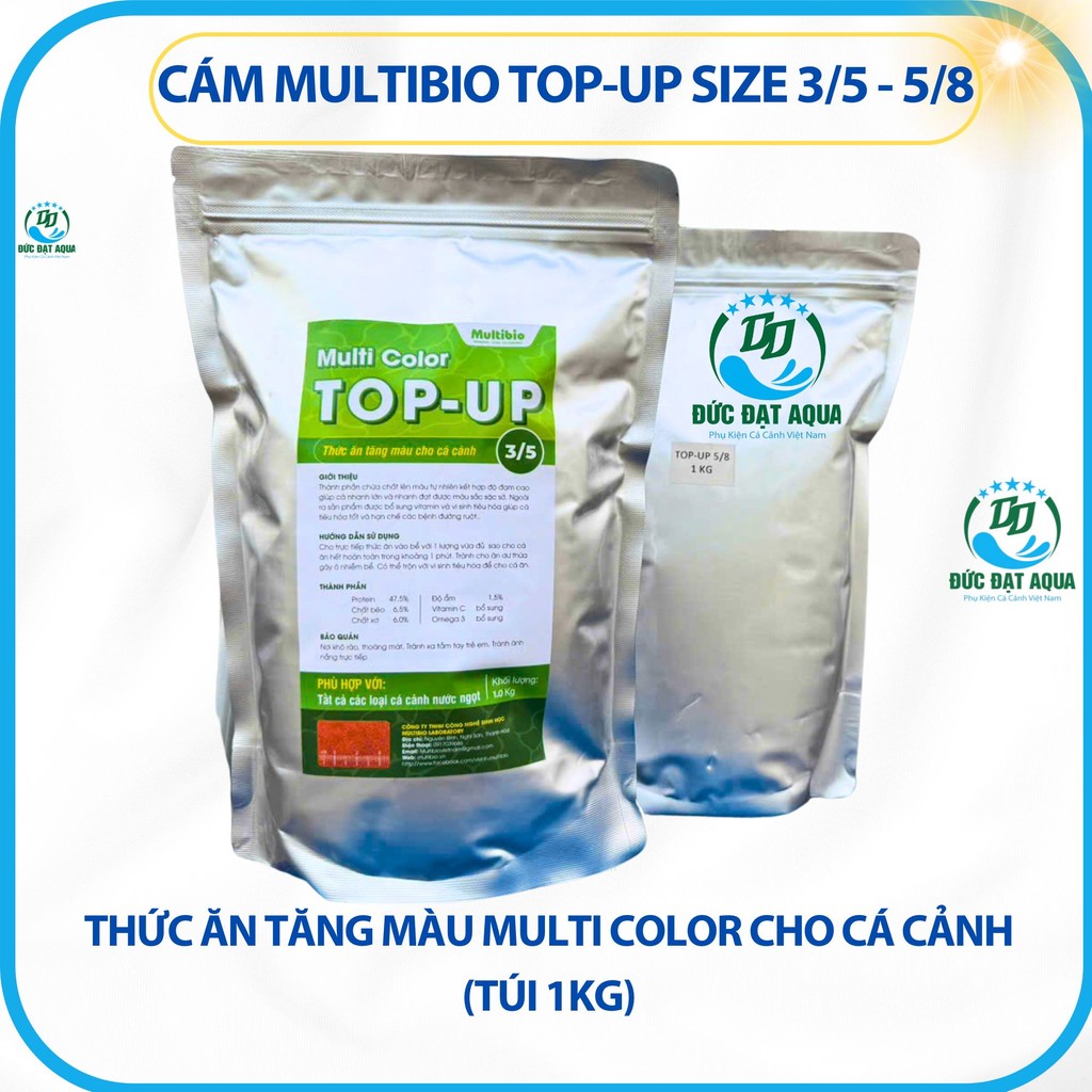 Cám Multi Color TOP-UP size 3/5 - 5/8- Thức Ăn Tăng Màu Multi Color Cho Cá Cảnh (Túi 1kg) chính hãng 8