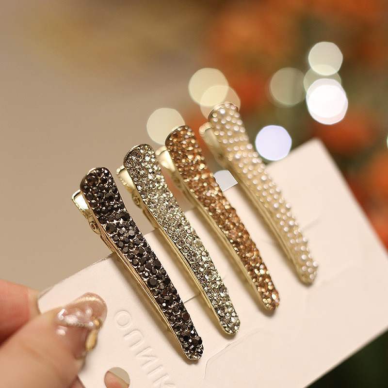 MAUROPOLI [Sẵn Sàng] Phụ Kiện Tóc Phong Cách Hàn Quốc Phong Cách Mới Kẹp Tóc Kim Cương Giả Bên Kẹp Tóc Sắc Nét Nổ Kẹp Hợp Kim Răng Mỏ Vịt Kẹp Nhà Sản Xuất Ngọc Trai Lô