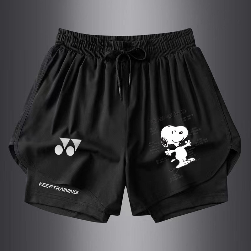 Quần short cầu lông thể thao rộng rãi, đa năng, thoải mái cho nam và nữ mùa hè, quần short chạy bộ ngoài trời khô nhanh bằng lụa băng, quần short tập luyện chống chói hai lớp