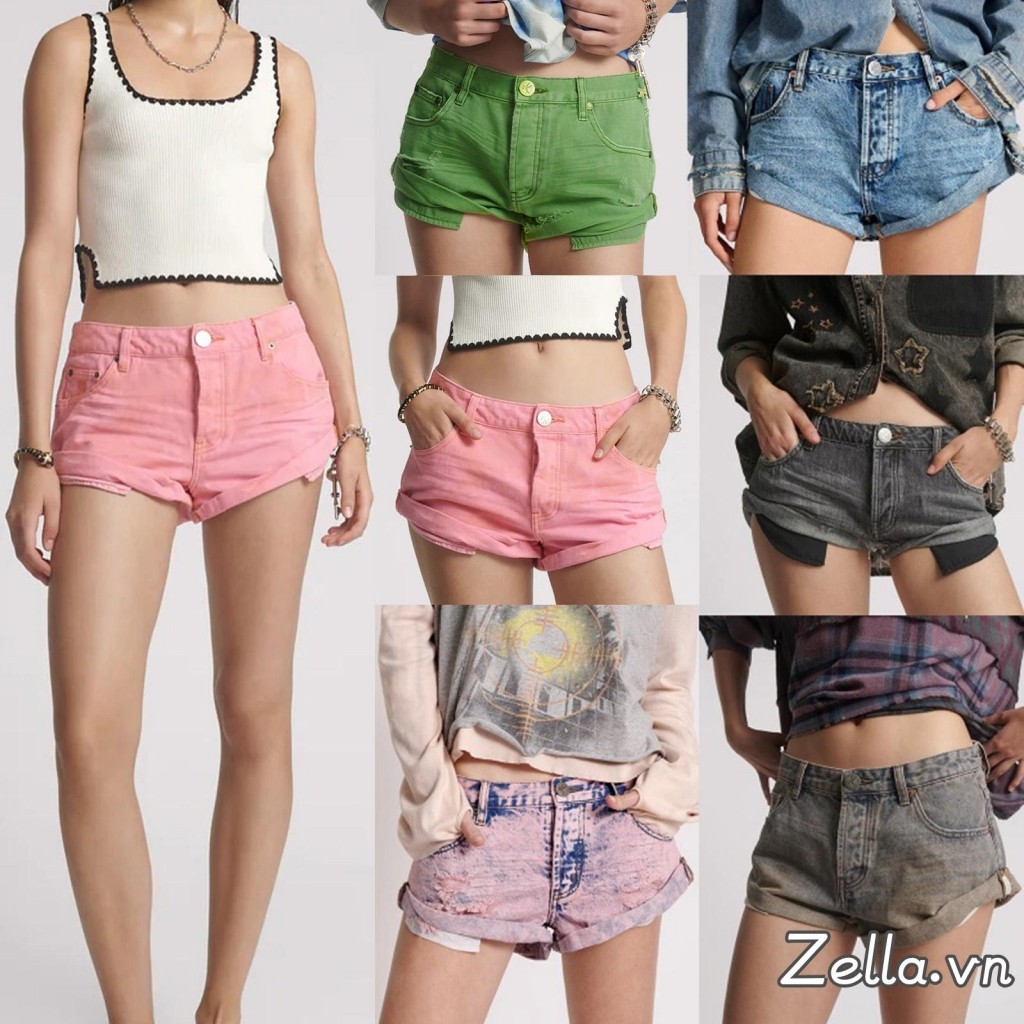 Quần Short Denim thời trang nữ mùa hè rách viền quần jean cổ điển Quần ngắn