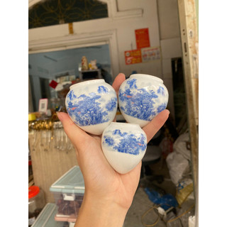 Bộ 3 chiếc cóng sứ decal loại 1 phụ kiện lồng chim Hoạ Mi, Khướu, chòe than, chòe lửa cao cấp