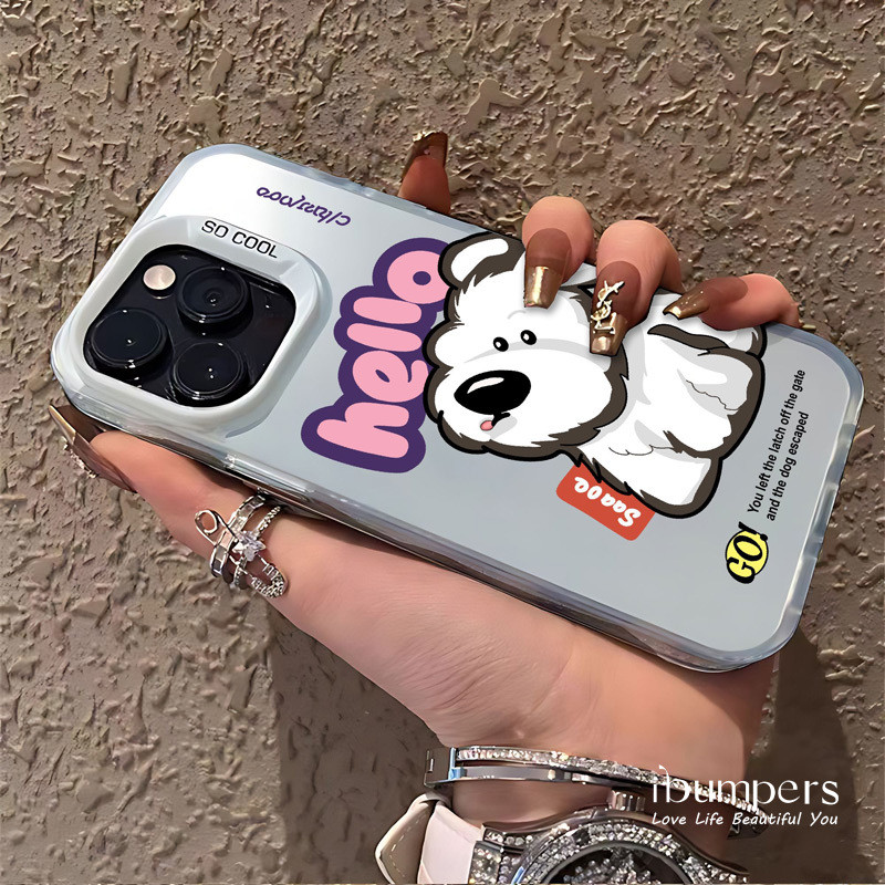 ibumpers Ốp Điện Thoại iPhone Họa Tiết Con Chó Con Dễ Thương Quyến Rũ Cho IPhone 16 15 14 12 13 11 Pro Max IP 7 8 Plus X XS XR Ốp Lưng IMD Cứng Và Nhẵn