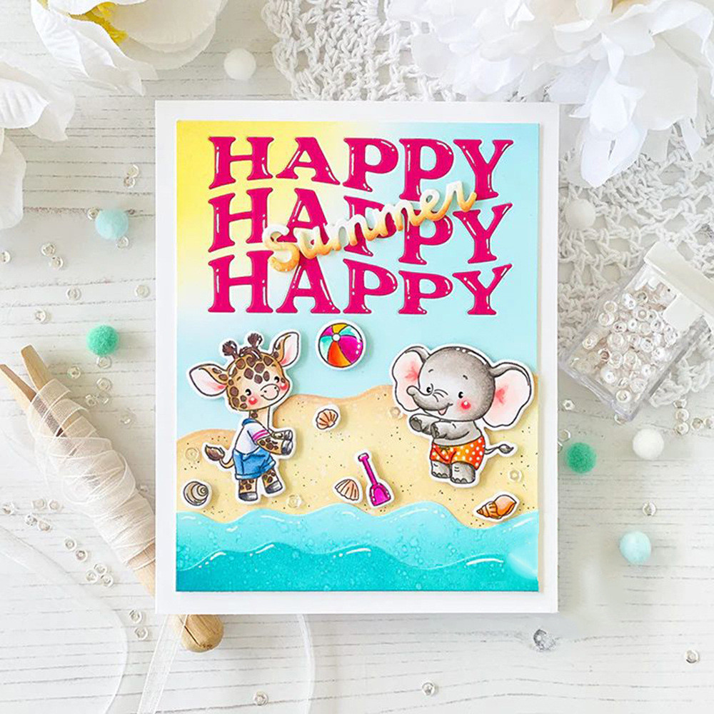 HAPPY Summer cắt chết DIY kim loại carbon thép khắc quá trình cắt dies dập nổi mẫu scrapbook trang trí