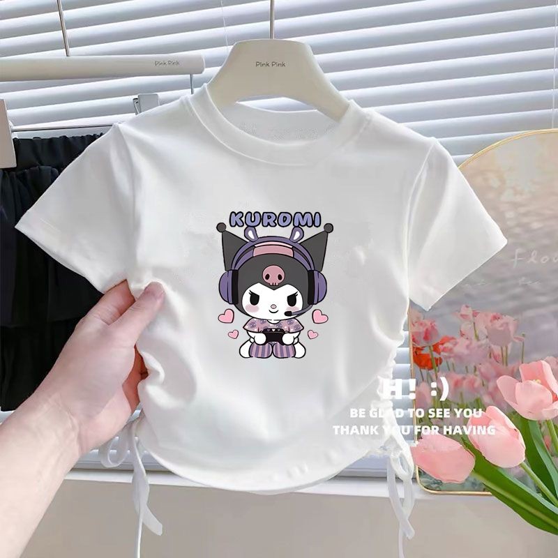 Áo thun dây rút Kuromi Cinnamorol Sanrio Girls Crop Top | Áo 5 6 7 8 9 10 11 12 13 14 Tuổi