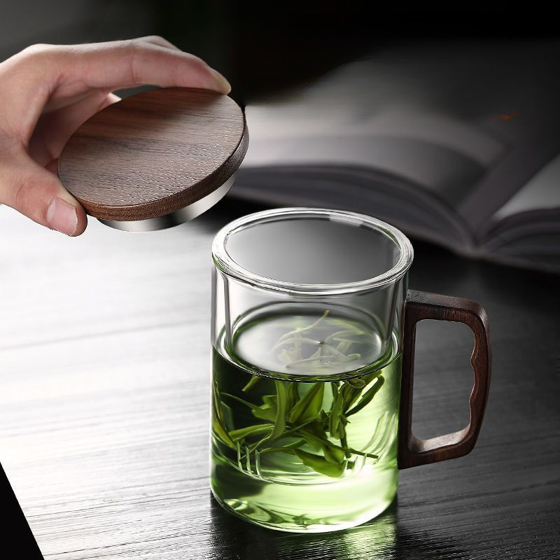 Cốc trà cao cấp chịu nhiệt, tách nước thủy tinh, dùng cho cá nhân văn phòng
