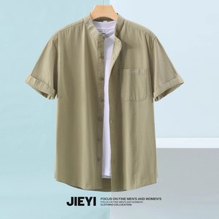 Áo Sơ Mi Nam Tay Ngắn Mùa Hè Ice Silk Vải Lanh Cotton Thoáng Mát Giá Rẻ Phong Cách Sang Trọng Cổ Henry