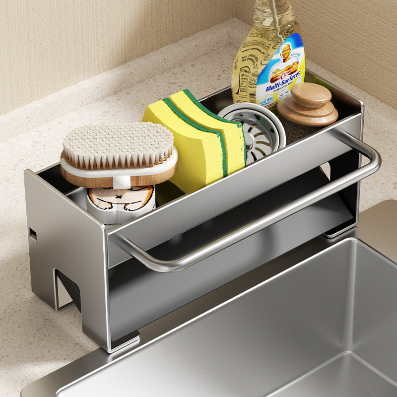 Giá đỡ miếng bọt biển bồn rửa Inox Giỏ đựng bàn chải Giá treo bát đĩa Giá treo xà phòng