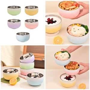 Bát cách nhiệt đôi bằng thép không gỉ Yoo Portable 304 Hoàn hảo cho dã ngoại và bữa trưa