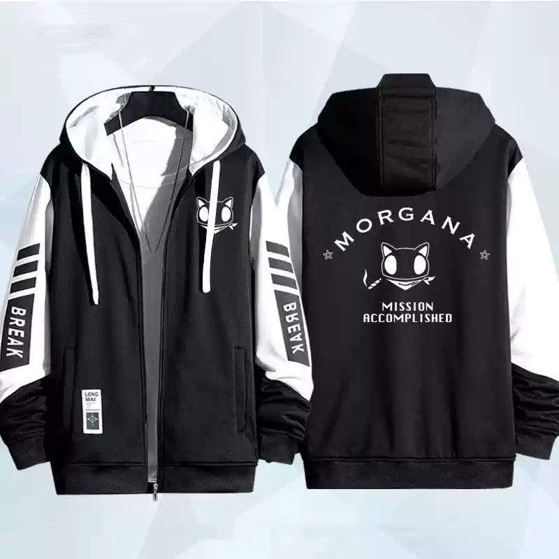 Persona 5 P5 Amamiya Ren Morgana áo khoác dây kéo Áo khoác cardigan áo len dài tay Top Cosplay
