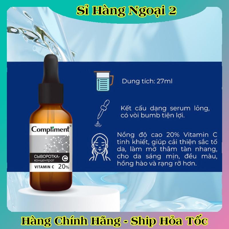 Serum Compliment 20% Vitamin C dưỡng trắng, mờ thâm, căng bóng da 27ml của Nga