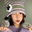 Mũ Beanie ESSENCEH Y2K, Mũ Quỷ Ngôi Sao Sọc Dễ Thương Y2K, Móc Dễ Thương Mèo Quỷ Tai Mèo Thu Đông